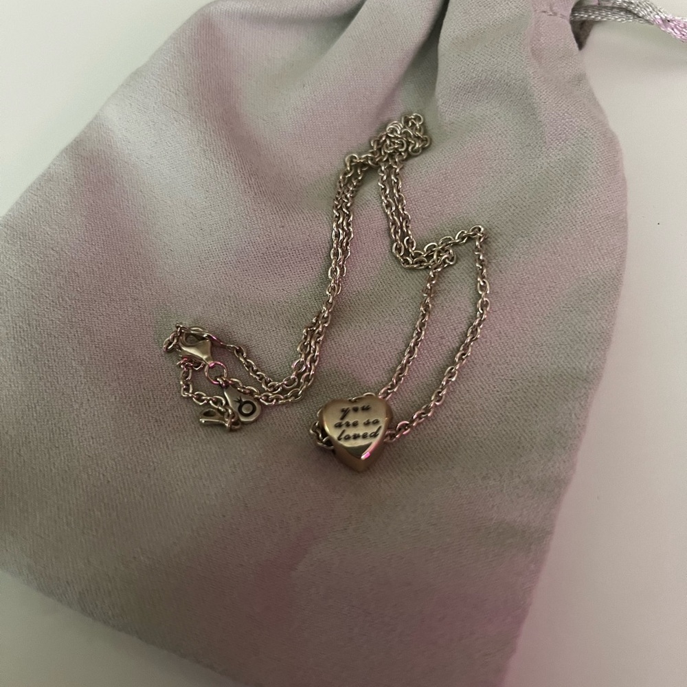 Pandora Sterling Silver You Are So Loved Heart Charm Necklace